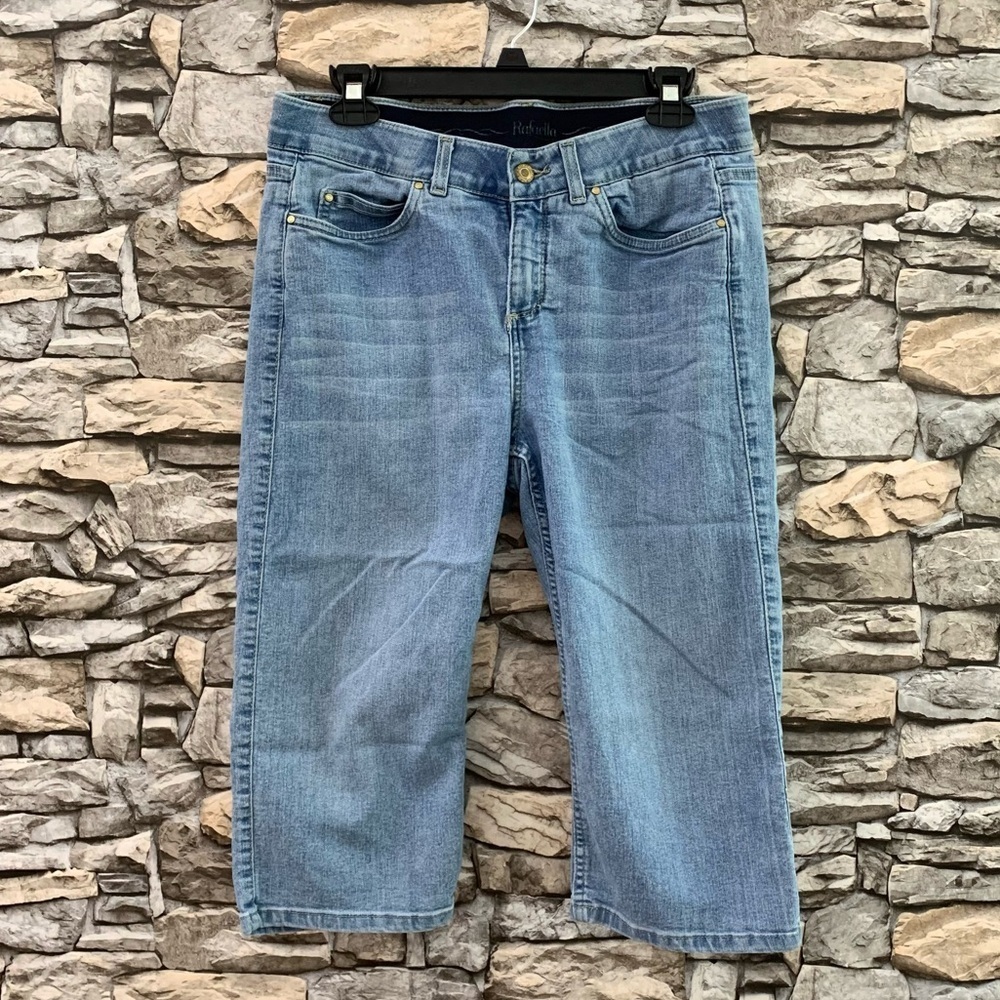 #14 Capris Rafaella Weekend Button Up Light Wash Crop Pants Blue Jeans Size 10